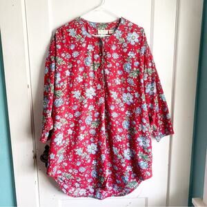 Victoria’s Secret GOLD Label Vintage Sleep Pajama Shirt Dress Floral Print S Red